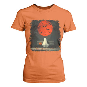 Halloween Lonely Ghost Bench Blood Moon Pumpkin T Shirt For Women TS11 Orange Print Your Wear