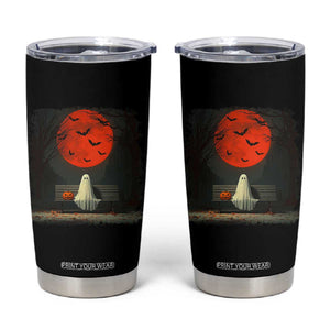 Halloween Lonely Ghost Bench Blood Moon Pumpkin Tumbler Cup TS11 Black Print Your Wear