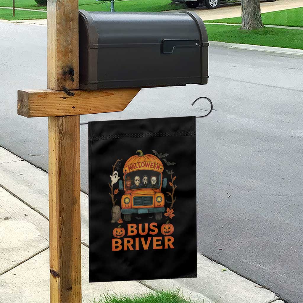 Funny Halloween Bus Driver Garden Flag Horror Slashers Pumpkin School Bus Spooky Season TS11 Print Your Wear