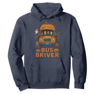 Funny Halloween Bus Driver Hoodie Horror Slashers Pumpkin School Bus Spooky Season TS11 Navy Print Your Wear