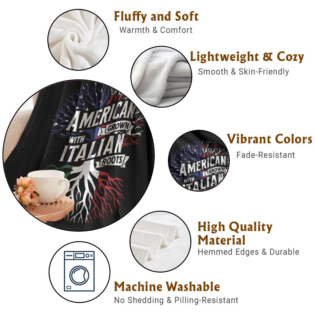 American Grown With Italian Roots Throw Blanket Family Tree Italy Flag TS11 Print Your Wear