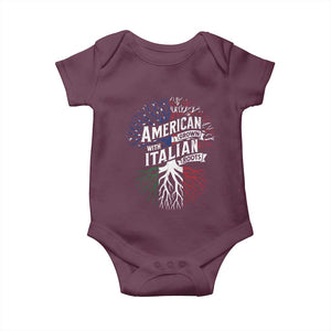 American Grown With Italian Roots Baby Onesie Family Tree Italy Flag TS11 Maroon Print Your Wear