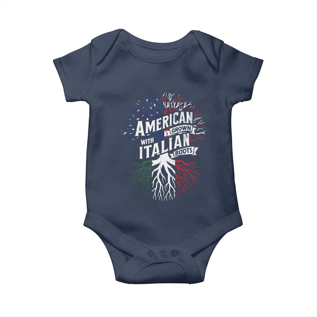 American Grown With Italian Roots Baby Onesie Family Tree Italy Flag TS11 Navy Print Your Wear