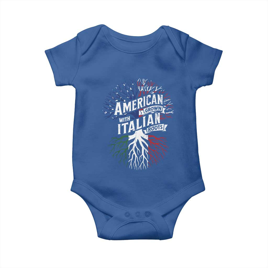 American Grown With Italian Roots Baby Onesie Family Tree Italy Flag TS11 Royal Blue Print Your Wear