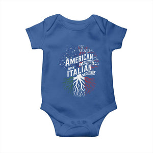 American Grown With Italian Roots Baby Onesie Family Tree Italy Flag TS11 Royal Blue Print Your Wear