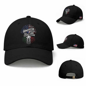 American Grown With Italian Roots Baseball Cap Family Tree Italy Flag TS11 Baseball Cap Universal Fit Black Print Your Wear