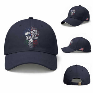 American Grown With Italian Roots Baseball Cap Family Tree Italy Flag TS11 Baseball Cap Universal Fit Navy Print Your Wear