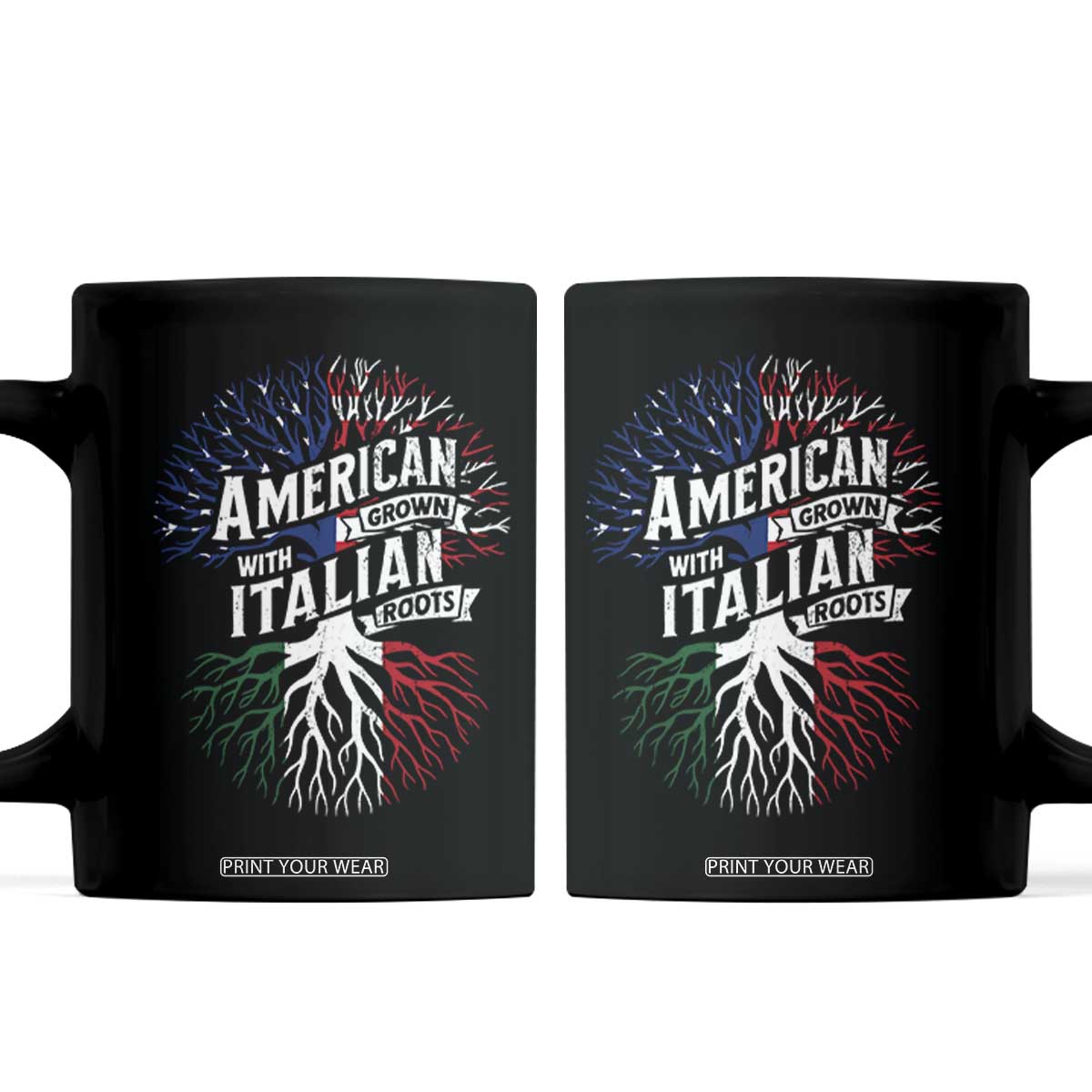 American Grown With Italian Roots Coffee Mug Family Tree Italy Flag TS11 Black Print Your Wear