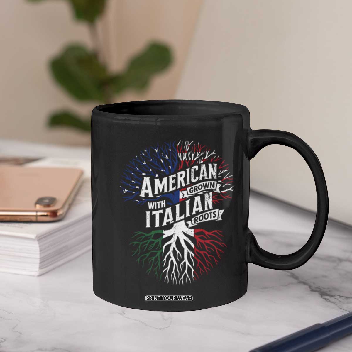 American Grown With Italian Roots Coffee Mug Family Tree Italy Flag TS11 Print Your Wear