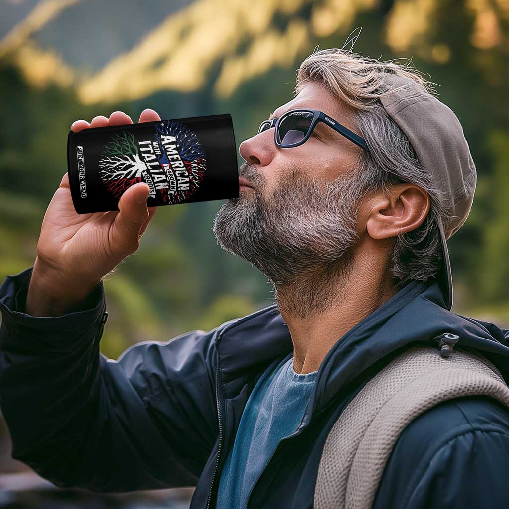 American Grown With Italian Roots 4 in 1 Can Cooler Tumbler Family Tree Italy Flag TS11 Print Your Wear