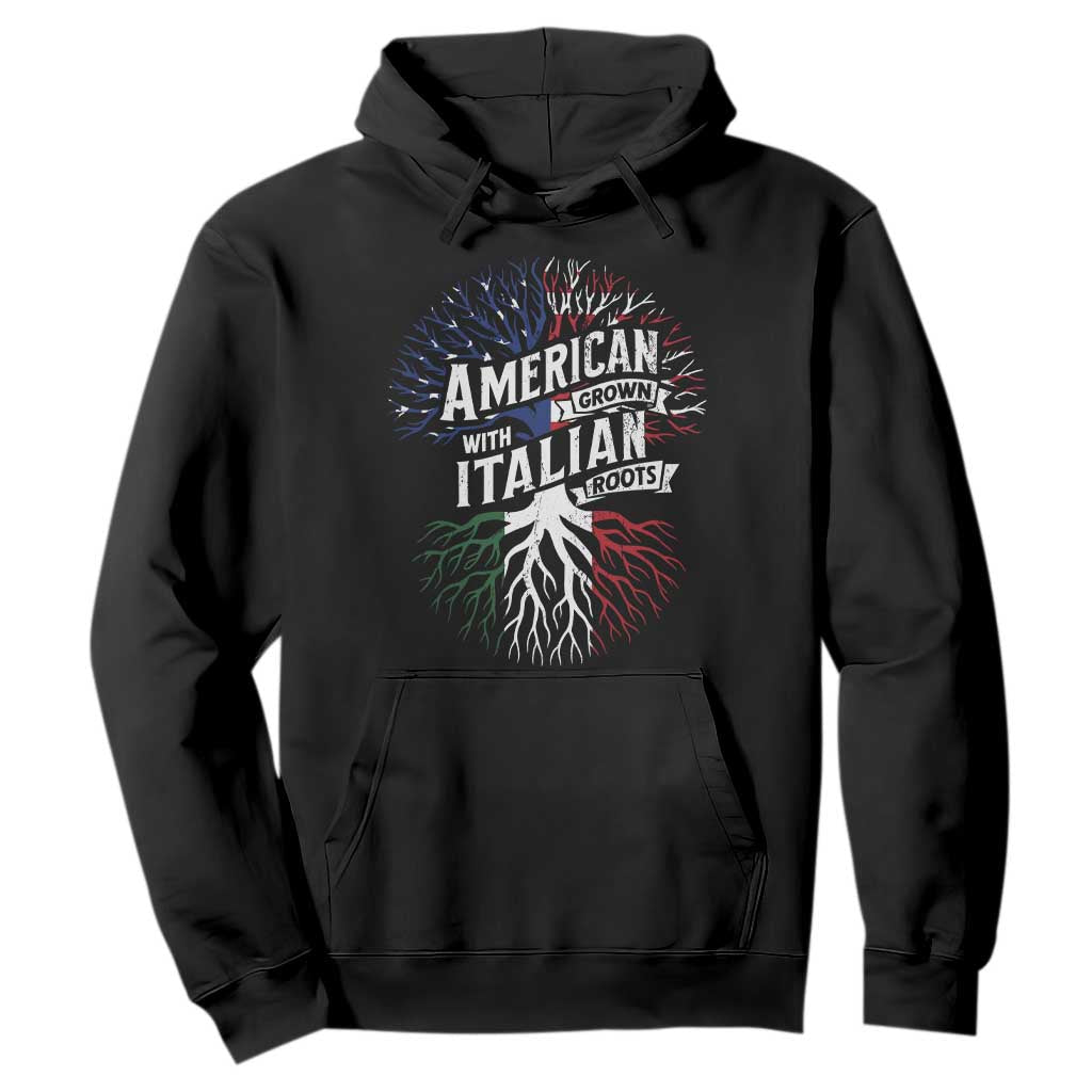 American Grown With Italian Roots Hoodie Family Tree Italy Flag TS11 Black Print Your Wear