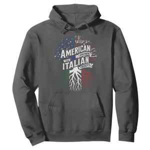American Grown With Italian Roots Hoodie Family Tree Italy Flag TS11 Dark Heather Print Your Wear