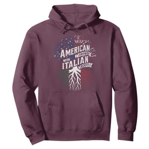 American Grown With Italian Roots Hoodie Family Tree Italy Flag TS11 Maroon Print Your Wear