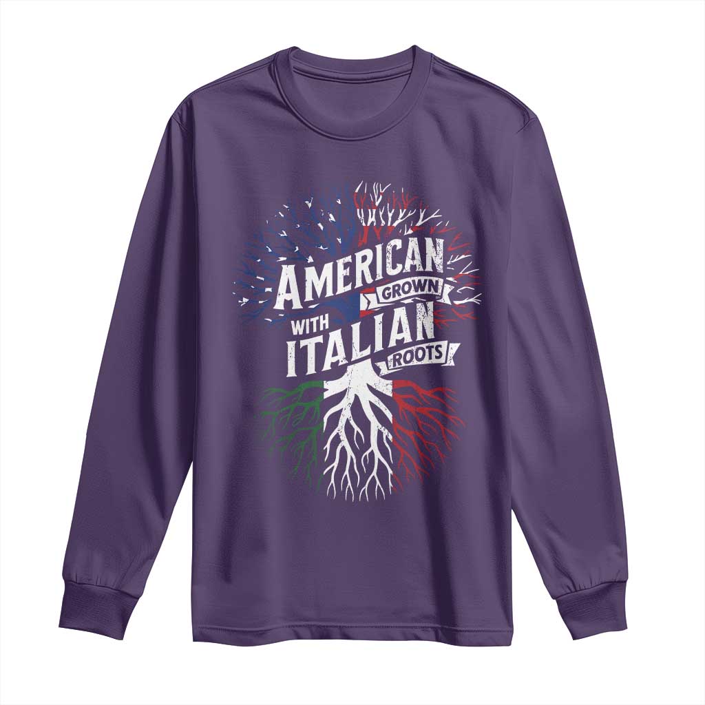 American Grown With Italian Roots Long Sleeve Shirt Family Tree Italy Flag TS11 Purple Print Your Wear