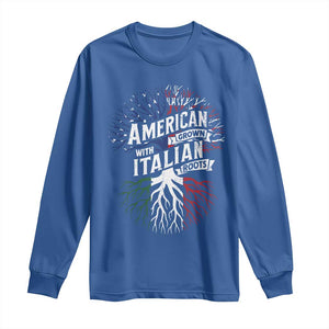 American Grown With Italian Roots Long Sleeve Shirt Family Tree Italy Flag TS11 Royal Blue Print Your Wear
