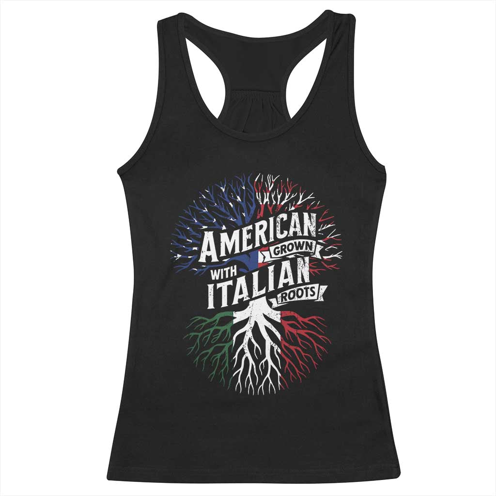 American Grown With Italian Roots Racerback Tank Top Family Tree Italy Flag TS11 Black Print Your Wear