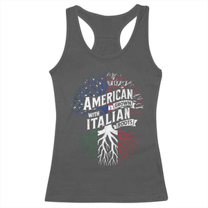 American Grown With Italian Roots Racerback Tank Top Family Tree Italy Flag TS11 Dark Heather Print Your Wear