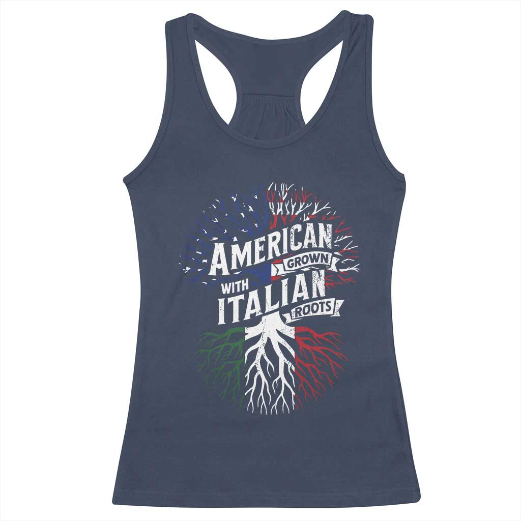 American Grown With Italian Roots Racerback Tank Top Family Tree Italy Flag TS11 Navy Print Your Wear