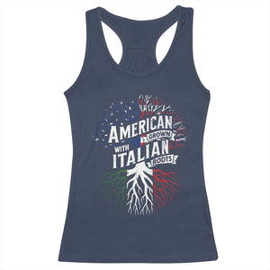 American Grown With Italian Roots Racerback Tank Top Family Tree Italy Flag TS11 Navy Print Your Wear