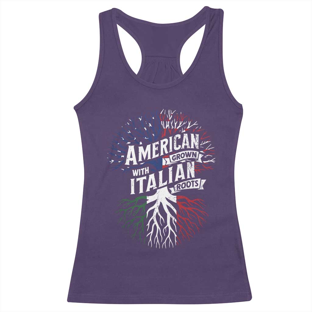 American Grown With Italian Roots Racerback Tank Top Family Tree Italy Flag TS11 Purple Print Your Wear