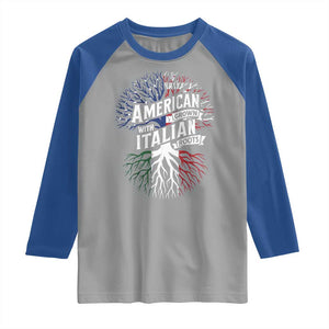 American Grown With Italian Roots Raglan Shirt Family Tree Italy Flag TS11 Sport Gray Royal Print Your Wear