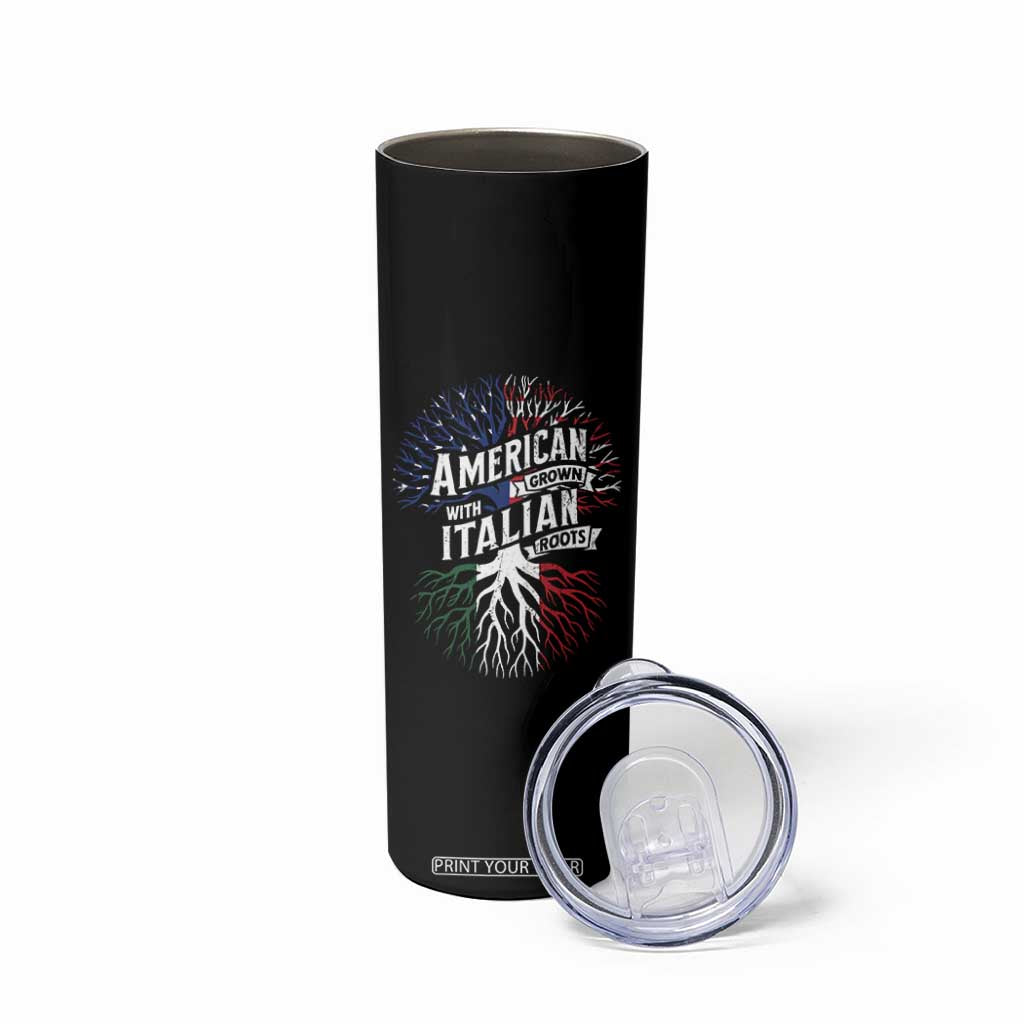 American Grown With Italian Roots Skinny Tumbler Family Tree Italy Flag TS11 Print Your Wear