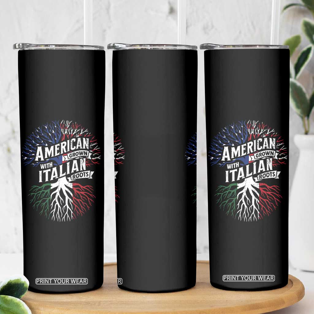 American Grown With Italian Roots Skinny Tumbler Family Tree Italy Flag TS11 Print Your Wear