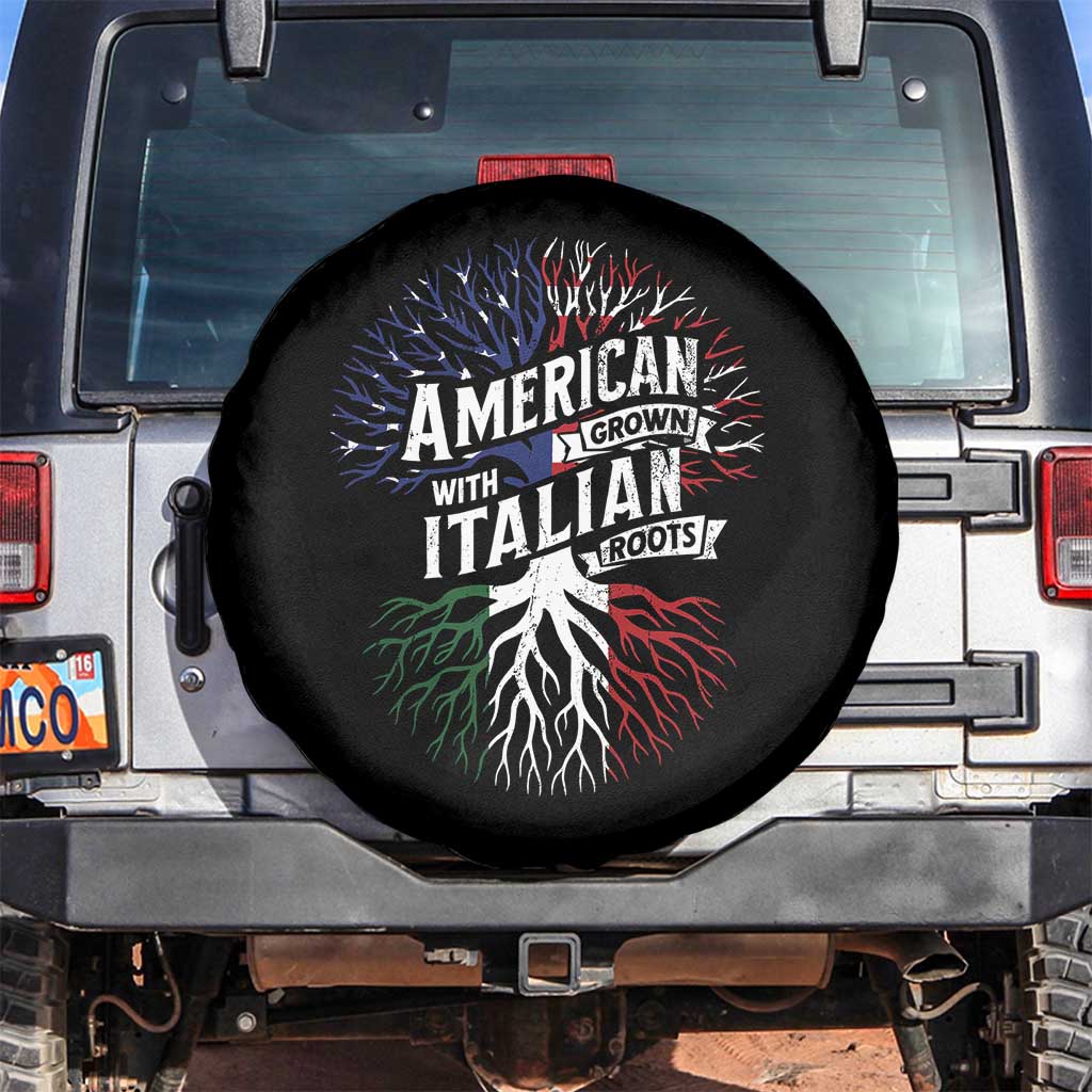 American Grown With Italian Roots Spare Tire Cover Family Tree Italy Flag TS11 No hole Black Print Your Wear