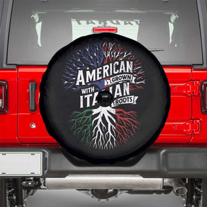 American Grown With Italian Roots Spare Tire Cover Family Tree Italy Flag TS11 Black Print Your Wear
