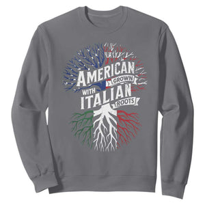American Grown With Italian Roots Sweatshirt Family Tree Italy Flag TS11 Charcoal Print Your Wear