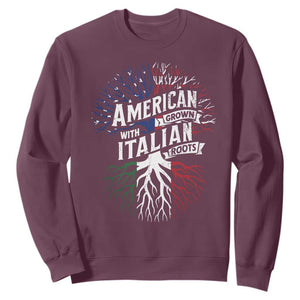 American Grown With Italian Roots Sweatshirt Family Tree Italy Flag TS11 Maroon Print Your Wear