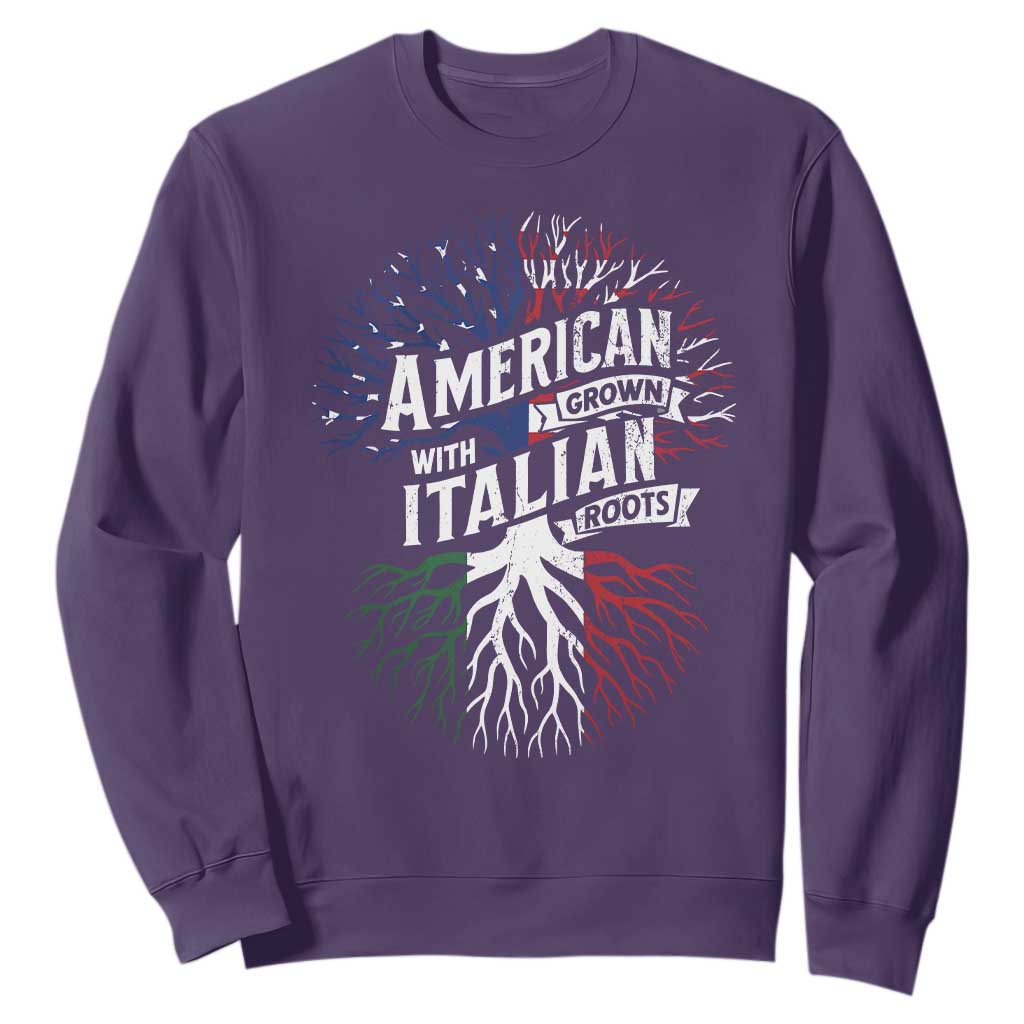 American Grown With Italian Roots Sweatshirt Family Tree Italy Flag TS11 Purple Print Your Wear