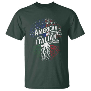 American Grown With Italian Roots T Shirt Family Tree Italy Flag TS11 Dark Forest Green Print Your Wear