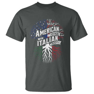 American Grown With Italian Roots T Shirt Family Tree Italy Flag TS11 Dark Heather Print Your Wear