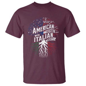 American Grown With Italian Roots T Shirt Family Tree Italy Flag TS11 Maroon Print Your Wear