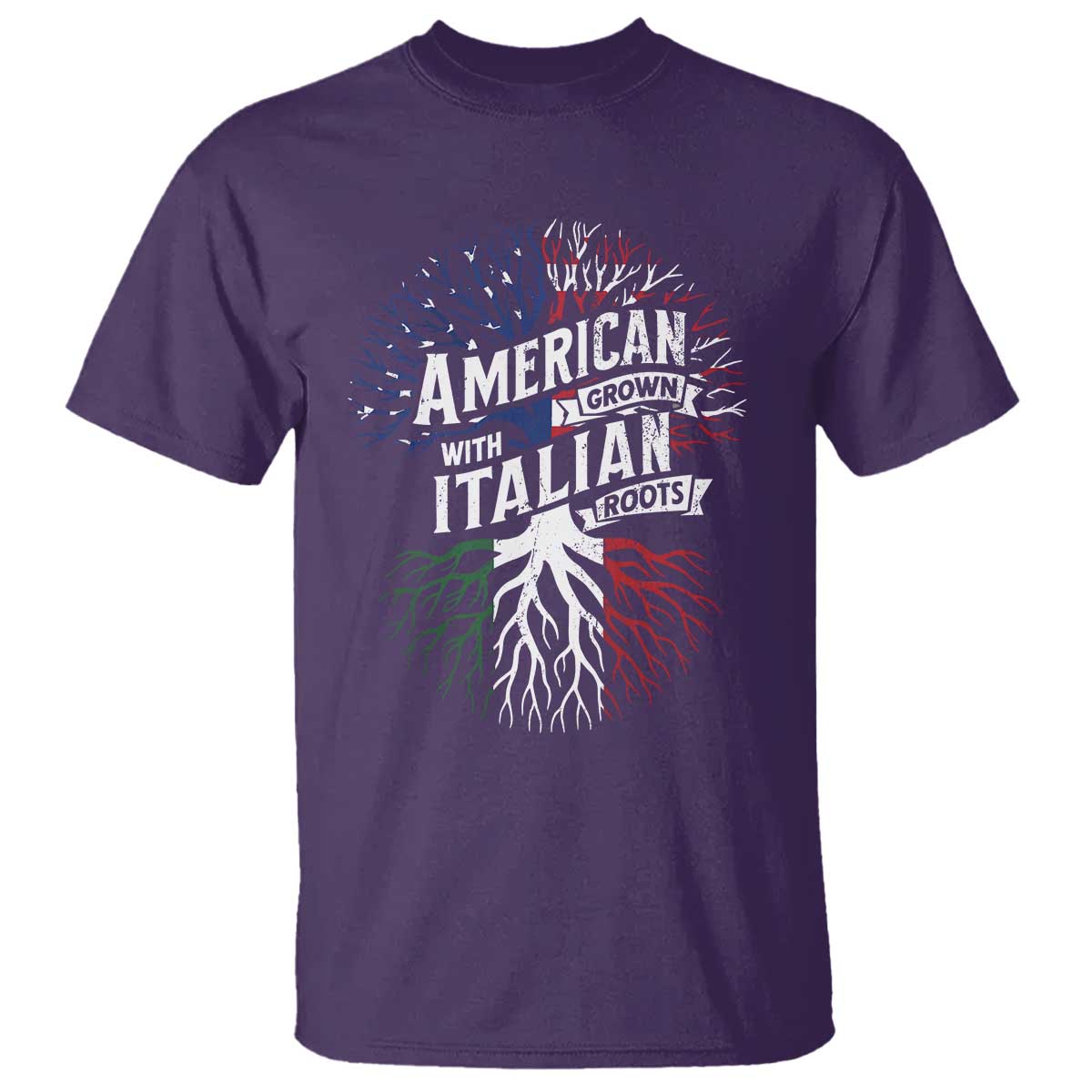 American Grown With Italian Roots T Shirt Family Tree Italy Flag TS11 Purple Print Your Wear
