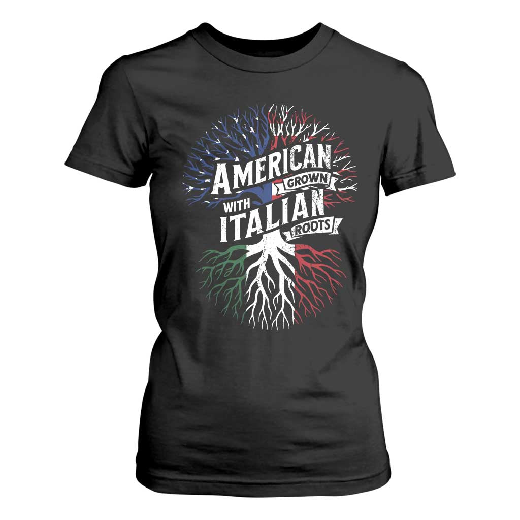 American Grown With Italian Roots T Shirt For Women Family Tree Italy Flag TS11 Black Print Your Wear
