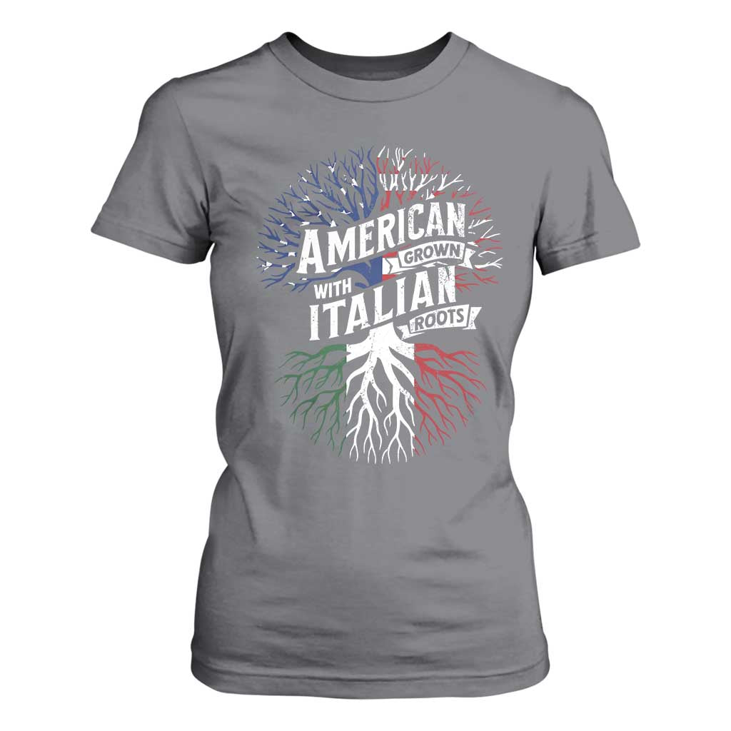 American Grown With Italian Roots T Shirt For Women Family Tree Italy Flag TS11 Charcoal Print Your Wear
