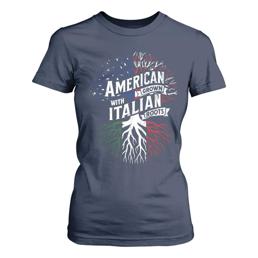 American Grown With Italian Roots T Shirt For Women Family Tree Italy Flag TS11 Navy Print Your Wear