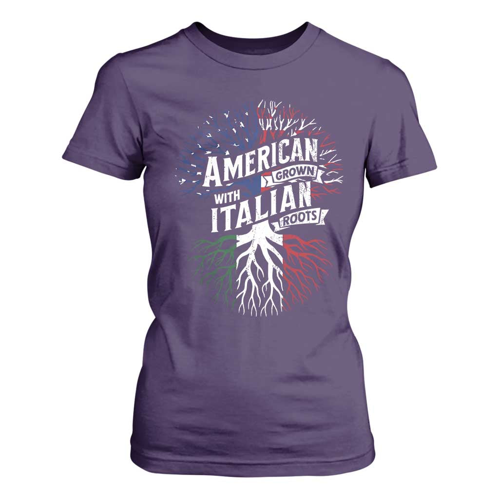 American Grown With Italian Roots T Shirt For Women Family Tree Italy Flag TS11 Purple Print Your Wear