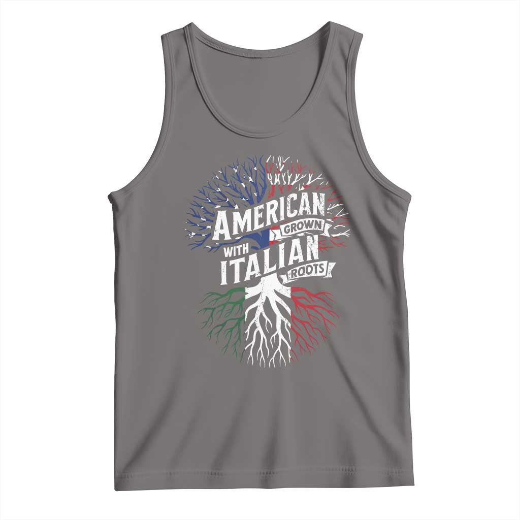 American Grown With Italian Roots Tank Top Family Tree Italy Flag TS11 Deep Heather Print Your Wear