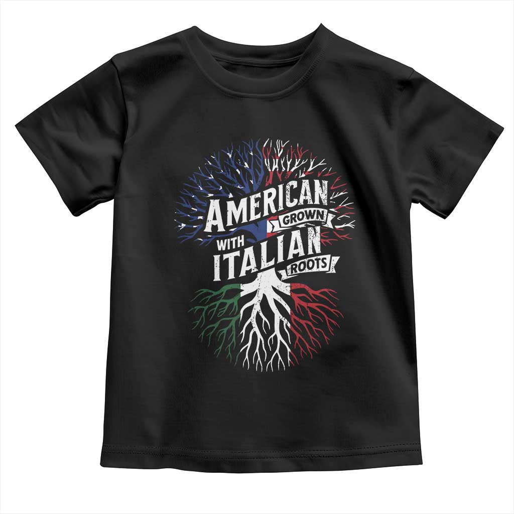 American Grown With Italian Roots Toddler T Shirt Family Tree Italy Flag TS11 Black Print Your Wear