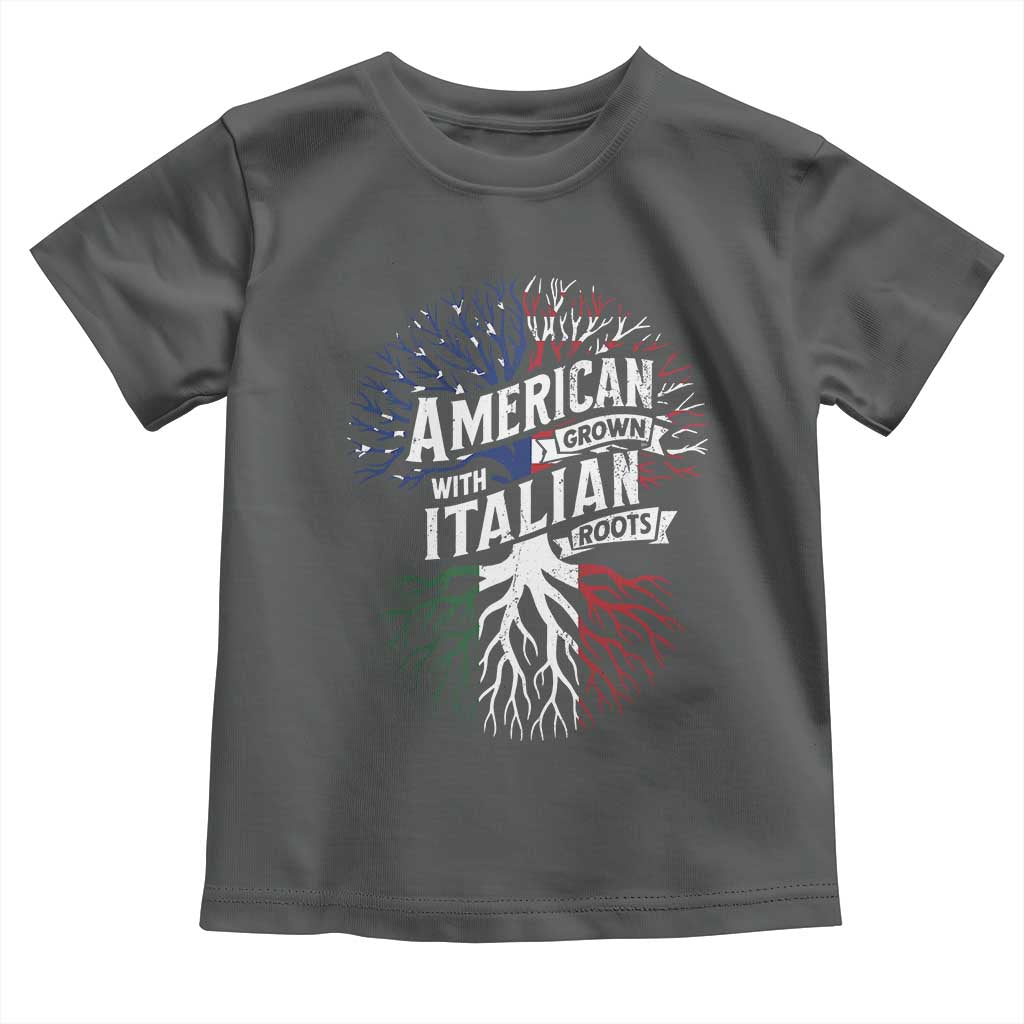 American Grown With Italian Roots Toddler T Shirt Family Tree Italy Flag TS11 Dark Heather Print Your Wear