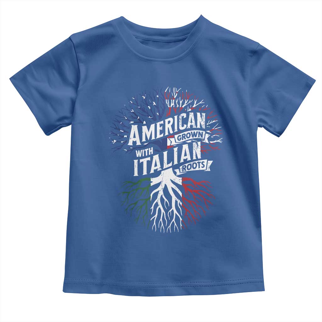 American Grown With Italian Roots Toddler T Shirt Family Tree Italy Flag TS11 Royal Blue Print Your Wear