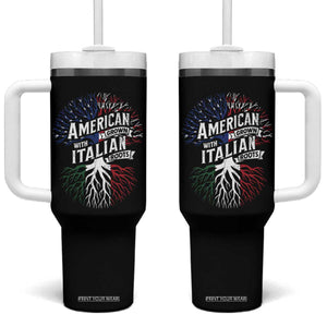 American Grown With Italian Roots Tumbler With Handle Family Tree Italy Flag TS11 One Size: 40 oz Black Print Your Wear