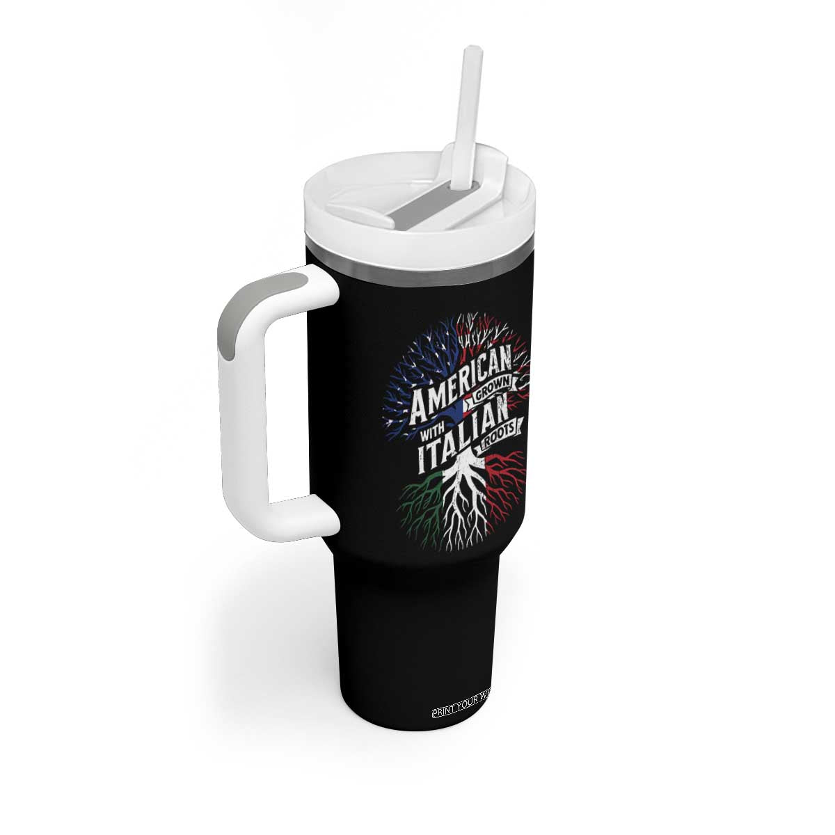 American Grown With Italian Roots Tumbler With Handle Family Tree Italy Flag TS11 Print Your Wear