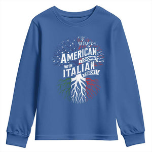 American Grown With Italian Roots Youth Sweatshirt Family Tree Italy Flag TS11 Royal Blue Print Your Wear