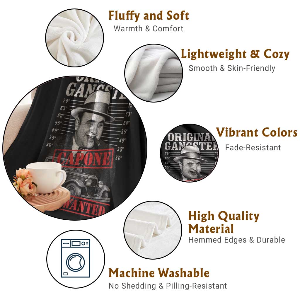 Original Gangster Most Wanted Al Capone Throw Blanket Italian American Mafia TS11 Print Your Wear