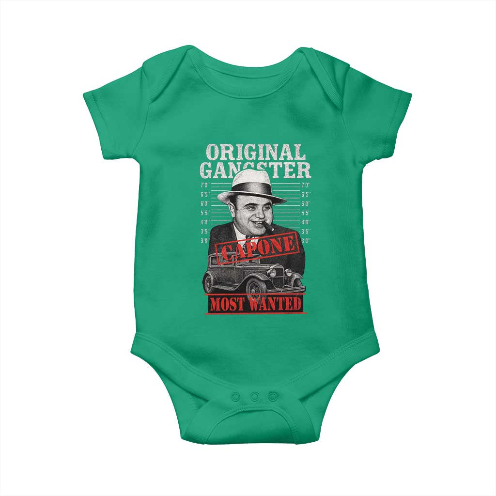 Original Gangster Most Wanted Al Capone Baby Onesie Italian American Mafia TS11 Irish Green Print Your Wear