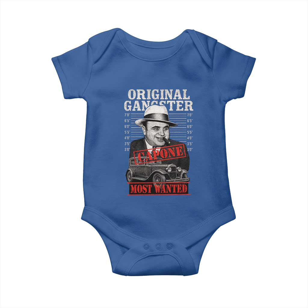 Original Gangster Most Wanted Al Capone Baby Onesie Italian American Mafia TS11 Royal Blue Print Your Wear